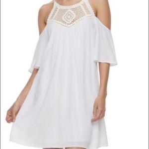 Speechless Crochet Cutout Cold-Shoulder Dress White